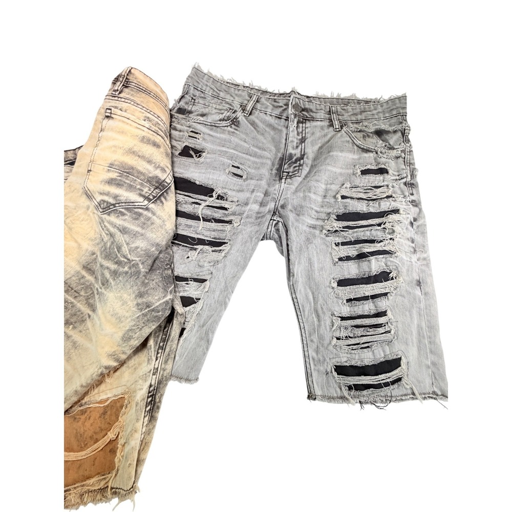 Men's Cotton On Legacy Edition Distressed Denim Shorts Size 36 Lot of 2 Raw Hem - Picture 2 of 16